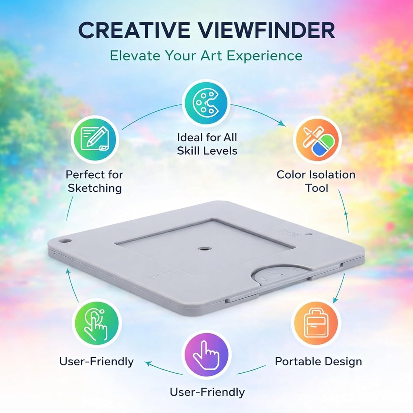 3.5x3.5 Inch, Drawing Viewfinder with Sliding Mechanism, ABS Plastic, Color Isolation Artist Tool - Simplifies