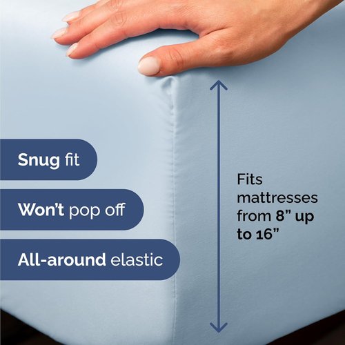 Comfy Twin Size 3-Piece Sheet Set by [Brand Name] - Breathable & Cooling Hotel Luxury Bedding - Ultra-Soft, Deep Pockets, Wrinkle-Free - Oeko-Tex Certified, Sky Blue