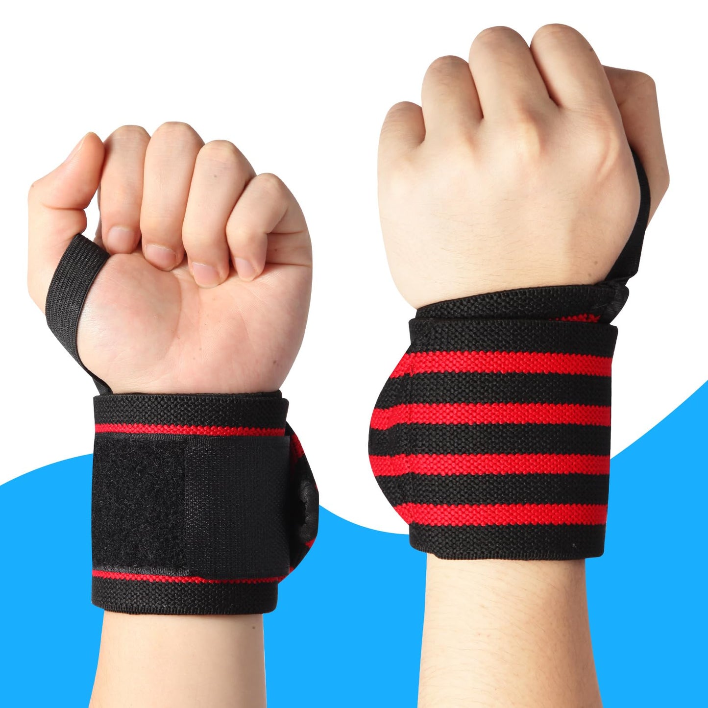 Bneykrir Wrist Support Straps & Lifting Straps, Ultra-Elastic Adjustable Design, Universal Wrist Support Gear for Bench Press, Deadlift, Powerlifting and Gym Training