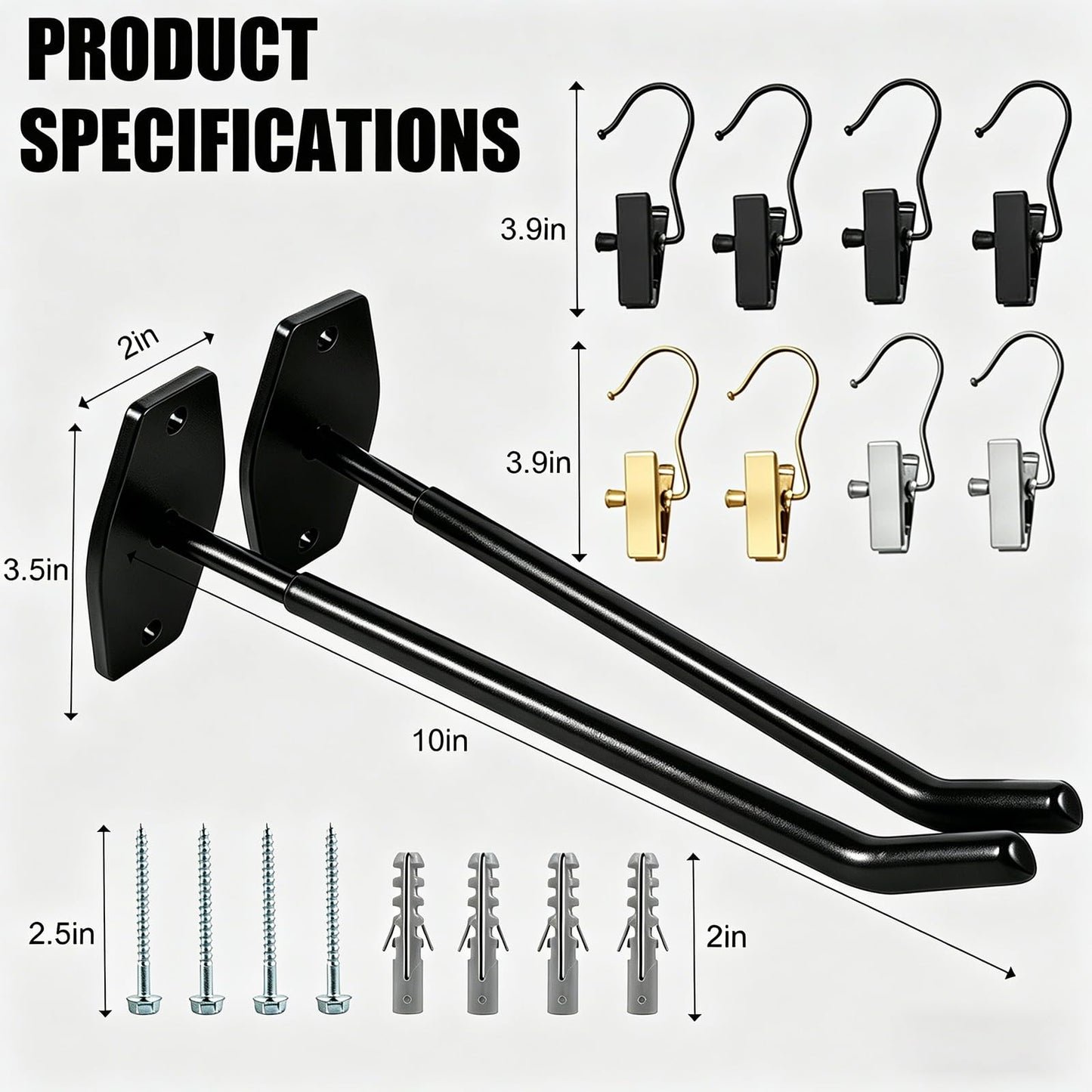 Yoga Mat Wall Mount Hanger ,Metal Yoga Mats Storage Rack, Home Gym Storage with 8 Clips, No-Roll Flat Storage for Folded/Rolled Mats, Foam Rollers, Towels, Resistance Bands, Black Wall Organizer for Gym, Yoga Studio, Bedroom
