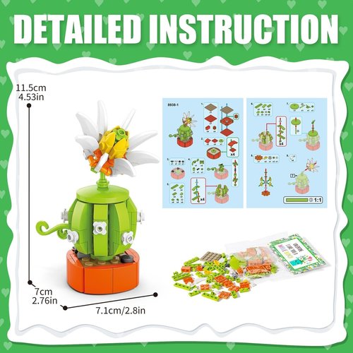 24PCS Flowers Succulents Building Blocks Easter Gifts for Kids Party Favors Goodie Bag Stuffers Classroom Prizes Prefilled Easter Basket Treasure Box Toy Birthday Return Gifts for Boys Girls Ages 6+