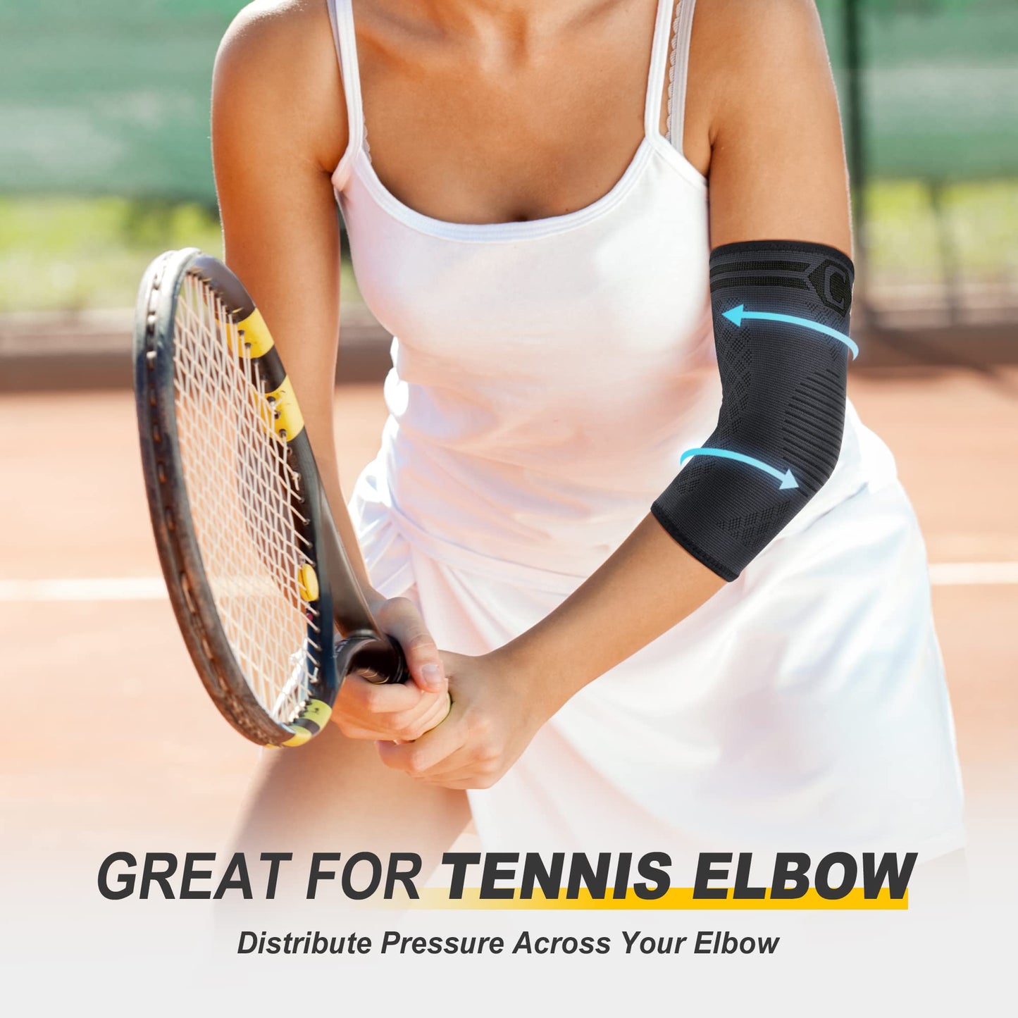CAMBIVO 2 Pack Elbow Brace for Tennis Elbow & Tendonitis, Compression Sleeve for Golfer's Elbow & Epicondylitis Pain Relief, Breathable 3D Knit Support for Arthritis, Weightlifting, Sports & Daily Wear — Men & Women