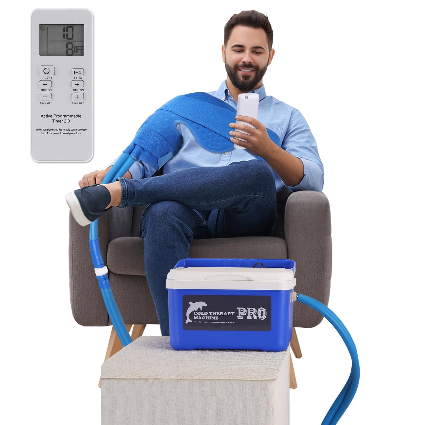 Cold Therapy Machine System with Programmable Timer Remote Control,Shoulder Ice Machine for Surgery Recovery,Large Shoulder Compression Pad,Quiet Pump, Strong Cryotherapy Pain Relief and Treatment