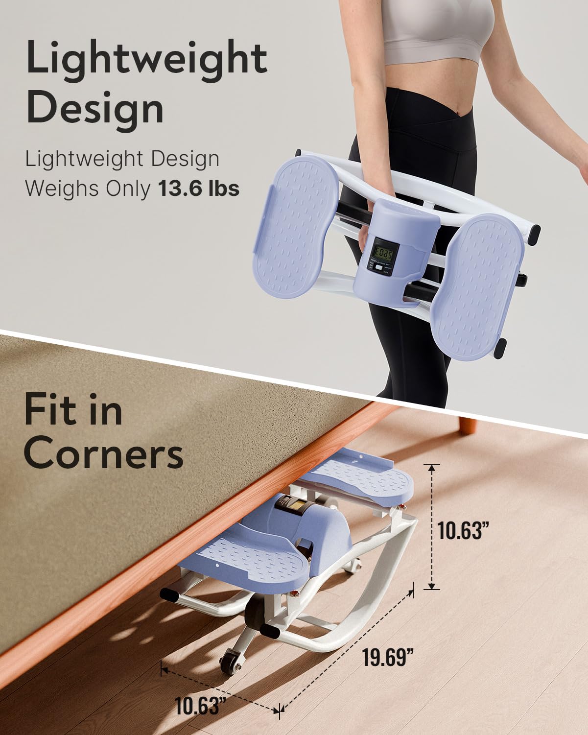 YOTTOY Lateral Rock Stepper for Exercise at Home with Digital Monitor/Resistance Bands, Portable Rocking Stepper Side to Side for Home Workout, Intense Legs & Glutes Activation & Fat Burning