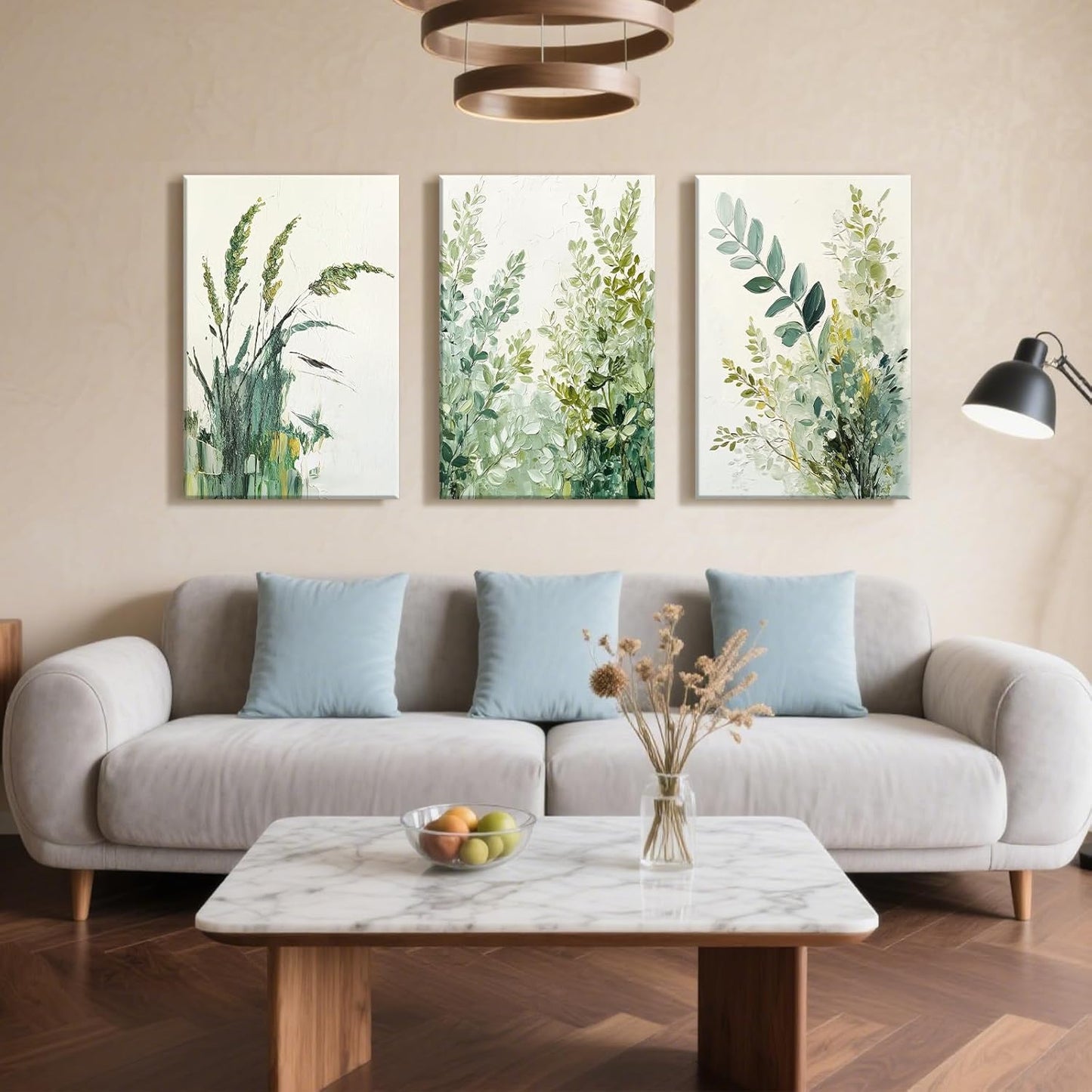 Skiennix Boho Floral Canvas Wall Art Prints - Modern Botanical Decor for Home & Office | 12"x16" Wrapped Frame