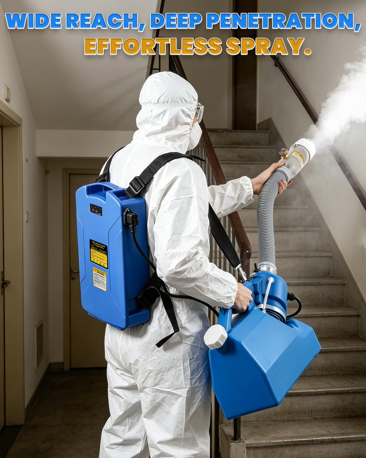 Cordless ULV Sprayer 24V Lithium Battery Powered, 7L (1.85 Gallon) ULV Fogger Machine 250W/300W Dual-Mode, 60-100 Mins Runtime, 10-100 Micron Adjustable Fine Mist for Garden Patio Home Use