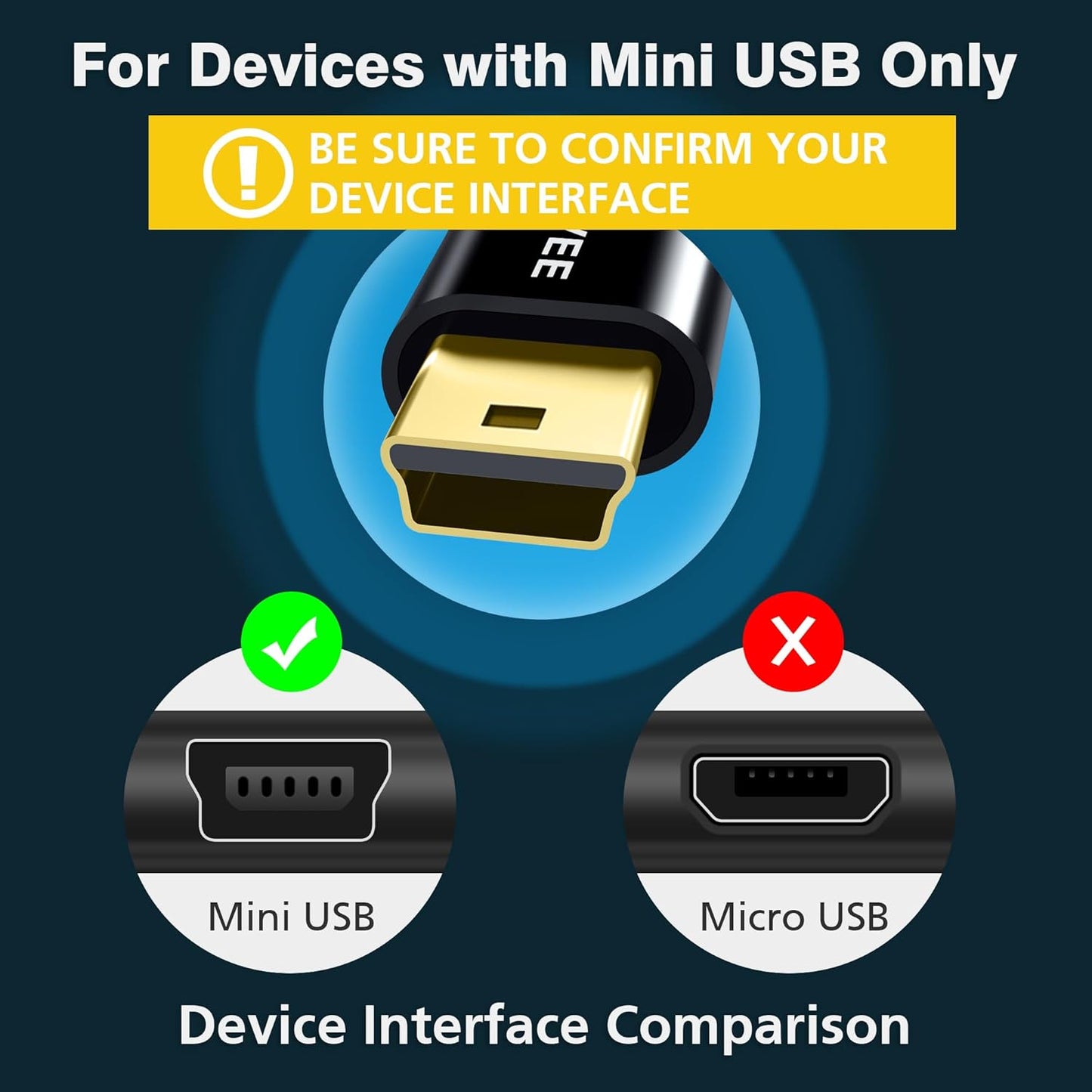 3.3ft TI-84, 4 3 2 PS3 AGVEE Mini USB Cable, Braided Durable USB-A to Mini-B Charger Charging Cord for Garmin GPS