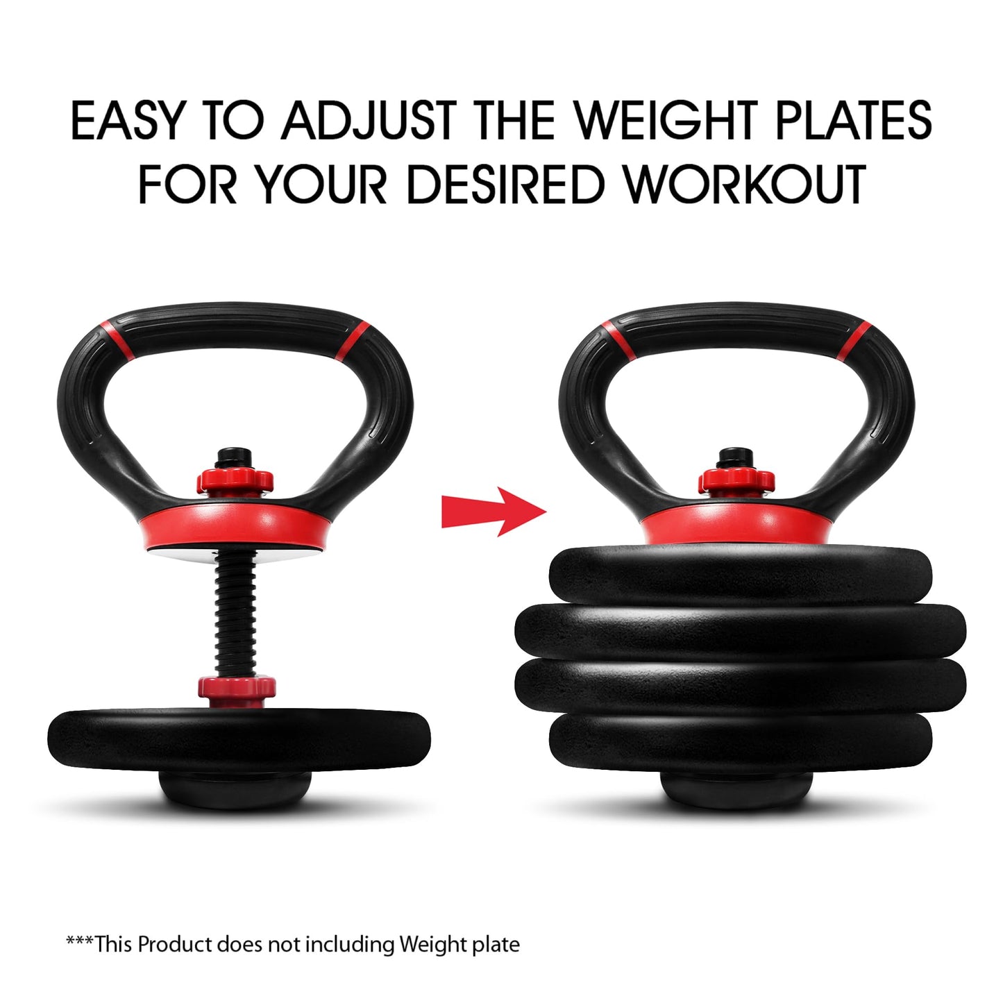 Yes4All Comfortable Grip Adjustable Kettlebell Handle Converter for 1 inch Weight Plates