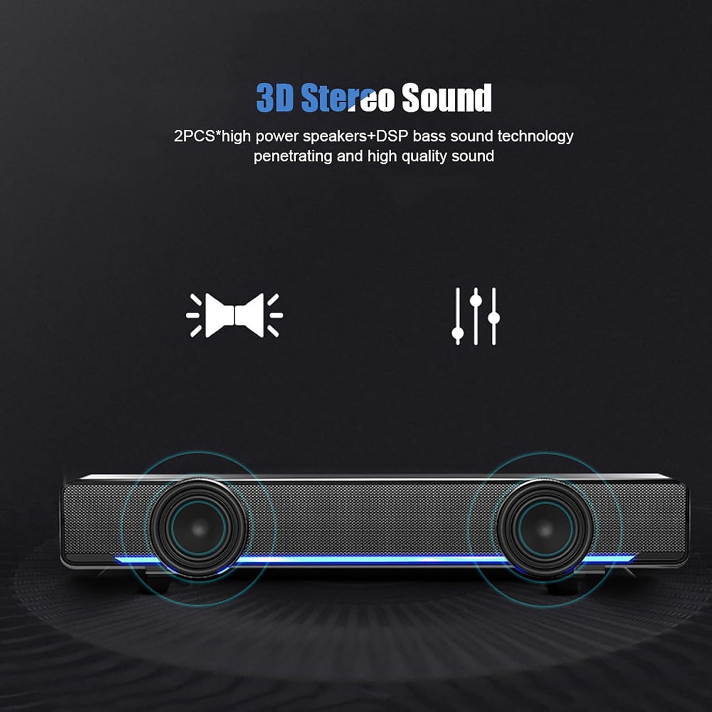 Yosoo 3.5mm Smart TV Wired Soundbar Universal Portable Speaker, Supports Audio Input, Features Surround Sound