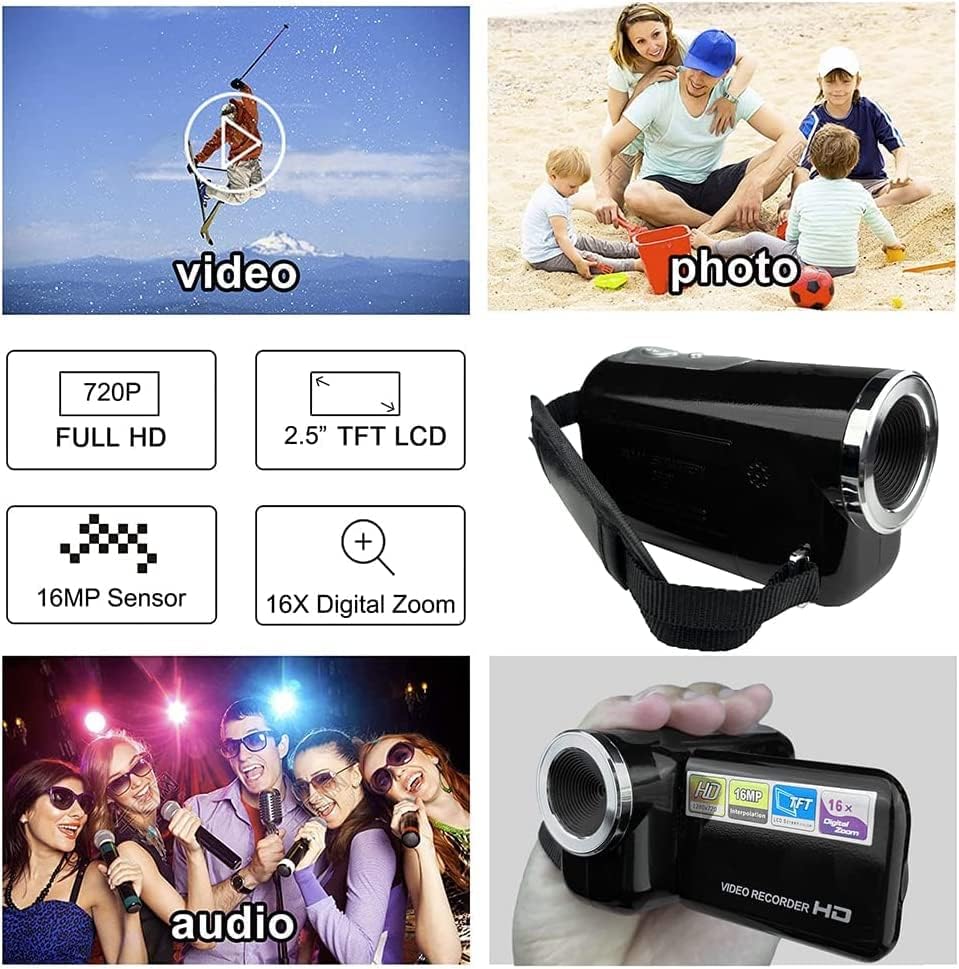 eDealz 1080P 16MP 2.7 Inch 16X Portable High Definition Digital Video Camera DV Camcorder LCD Screen Digital Zoom