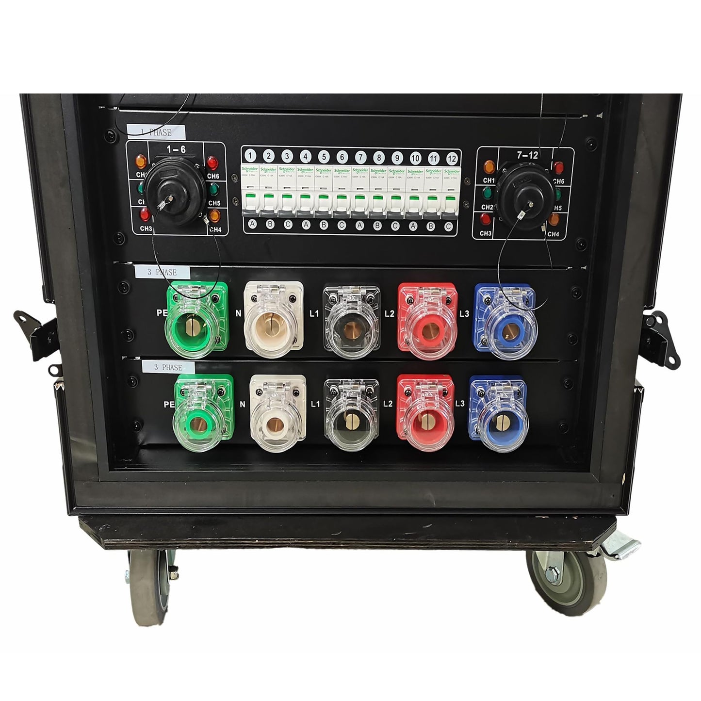 JUNMAN 400A Camlock Input Panel 3 Phase 2U Rack with Sockets Connectors