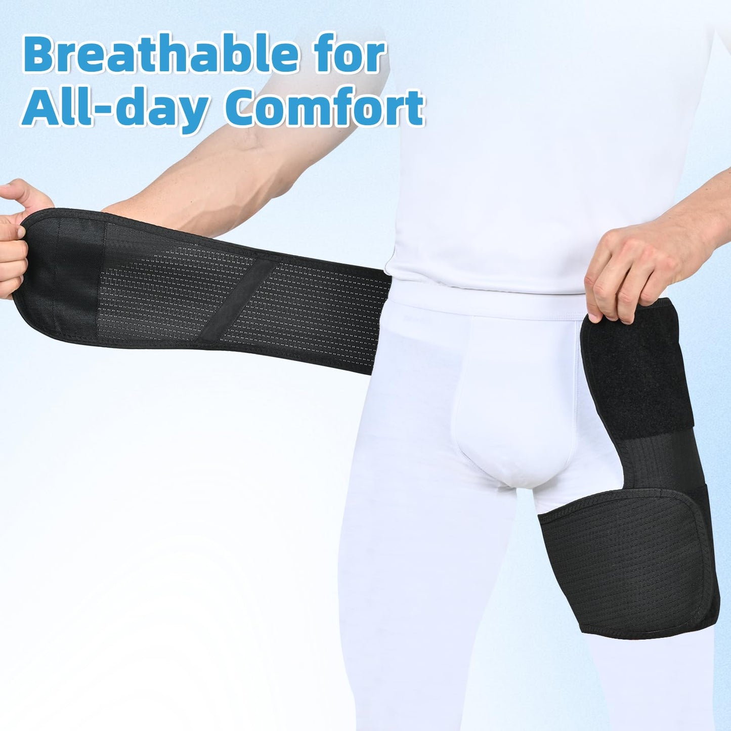 Tenbon Adjustable Hip Brace for Sciatica Pain Relief & Sacroiliac Support - Compression Wrap for Hamstring, Hip Flexor, Groin Injuries, Thigh Stabilizer - SI Joint Belt for Men & Women (M/Left)