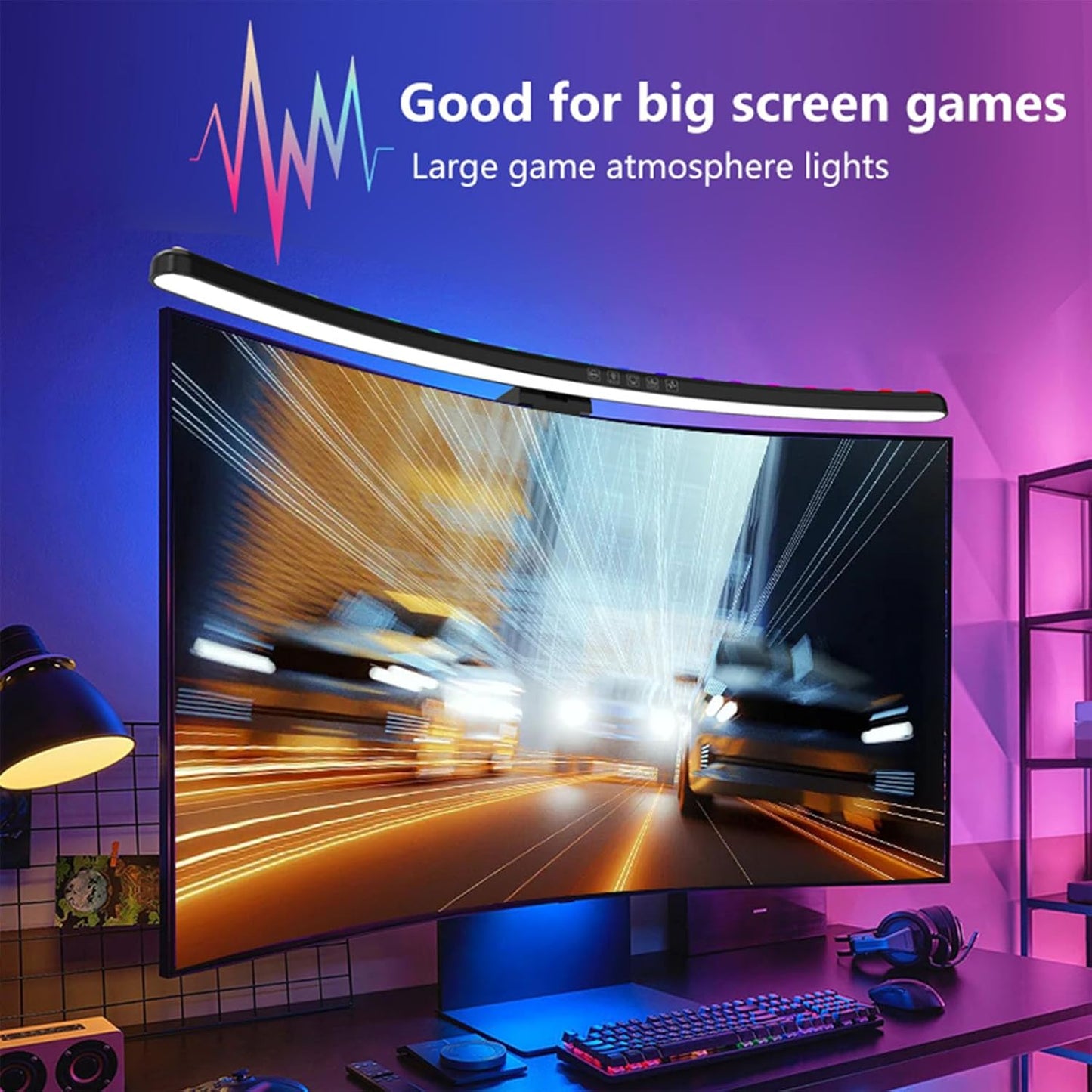 3 (3200k, 4500k, 6900k), Dimmable Diyeeni Curved Monitor Light Bar with Touch Control, Color Temperatures RGB, Timing