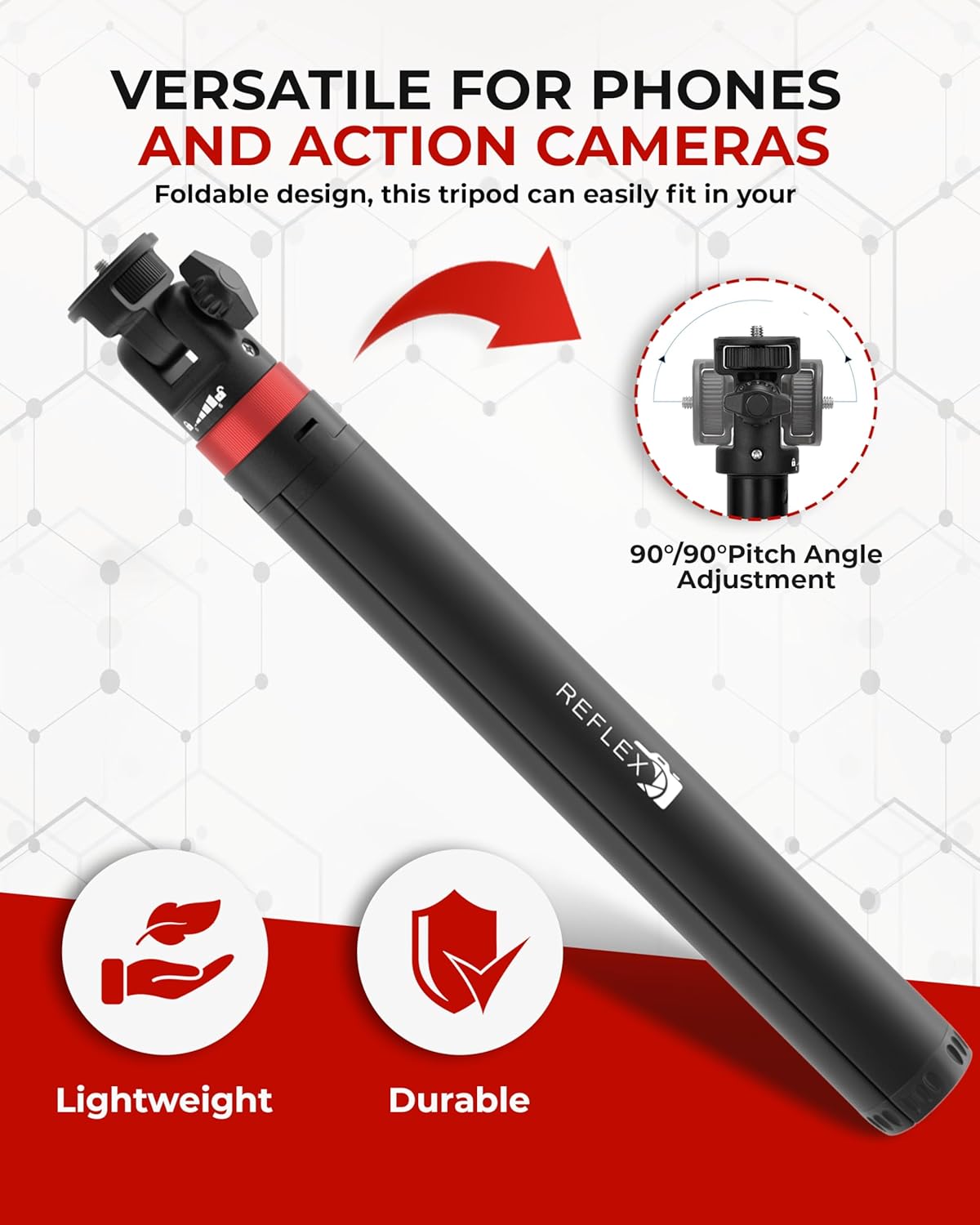 Reflex Camera 76" 190cm 1/4" 180 Lightweight Tripod Stand Extendable Aluminum up to in Height, Lightweight & Portable