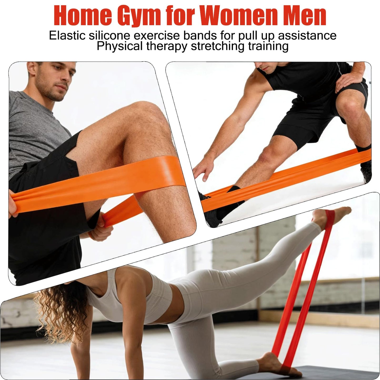 5 Levels Resistance Bands Set, Elastic Silicone Exercise Bands for Pull Up Assistance, Physical Therapy Stretching Training, Home Gym for Women Men