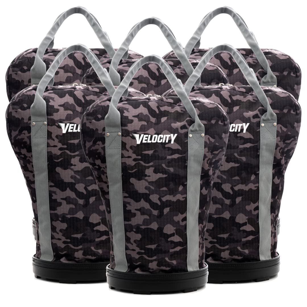 Velocity Heavy Duty Multipurpose Ball Bag with Durable Bottom - Holds up to 60-72 Balls - Ideal for Lacrosse, Baseball, Pickleball, Tennis & More, Black Camo, 6-Pack
