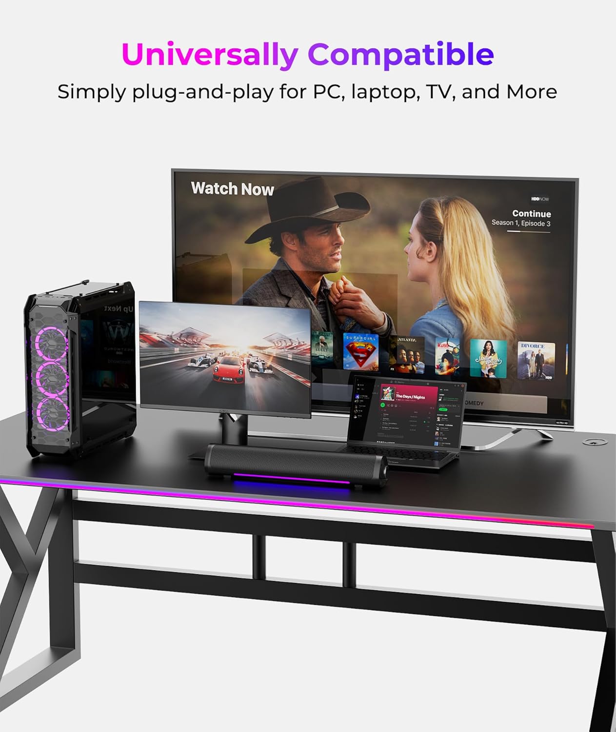 Auphyra 3.5mm Computer Speakers for Desktop PC, Gaming PC Sound Bar, Plug and Play - USB Power with Audio, RGB Gradient