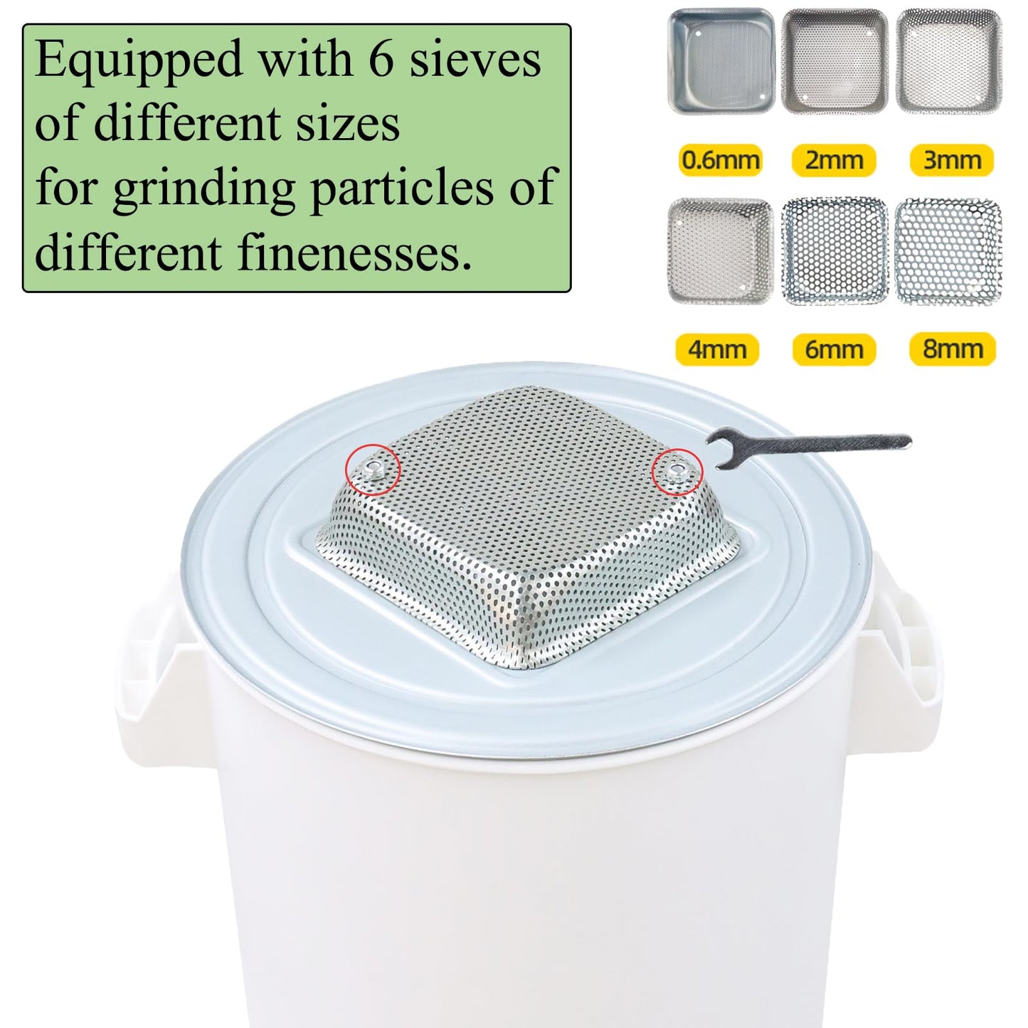 Grain Mill Grinder Agricultural Feed Grain Mill Grinder for Wheat Corn Soybean for Home Farm 6 Sizes Sieves (50L)