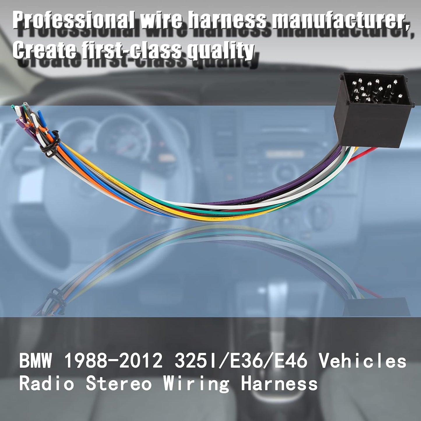 1988-2002 528i/E46/325/323/328i/5/3 RED WOLF Radio Stereo Wire Harness + Antenna Adapter Connector Plug Kit Replacement