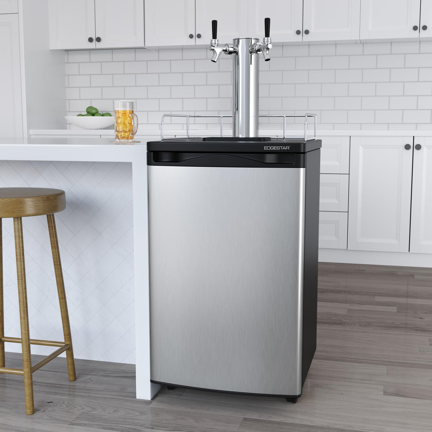 EdgeStar KC2000SSTWIN Full Size Stainless Steel Dual Tap Kegerator & Draft Beer Dispenser - Stainless Steel