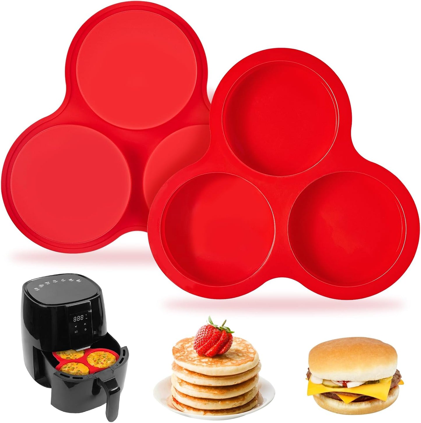 Puyeipt Silicone Egg Molds - 4 Inch Jumbo Round Muffin Top Pans for Breakfast Sandwiches & More