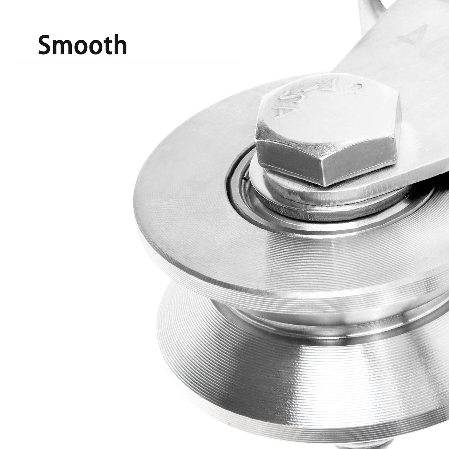 CertBuy 2 Pack 2 Inch V Groove Wheel Pulley, 304 Stainless Steel Silent Pulley Block, Heavy Duty Caster Wheels Sliding Gate Rollers Pressure Bearing Pulley, Loading 880lb for Handling and Moving