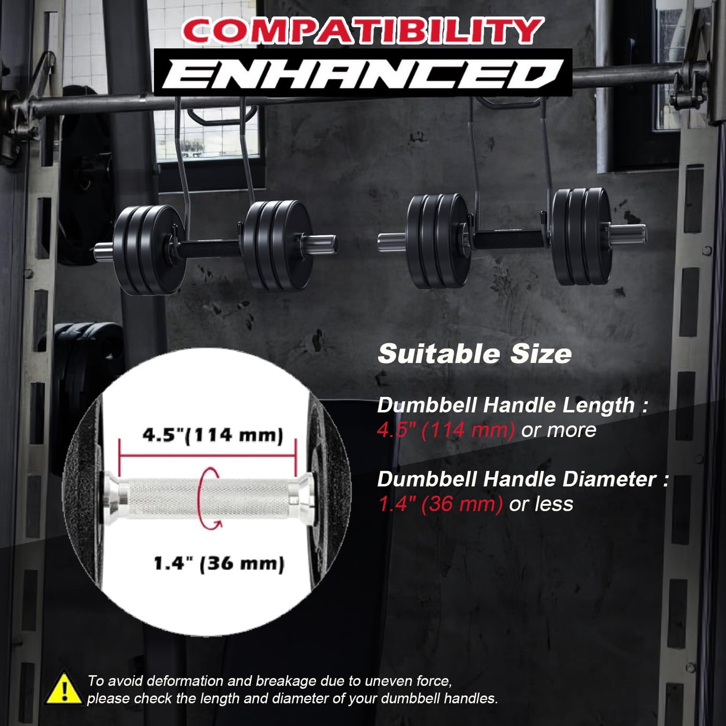 Dumbbell Spotter Hooks for bench press connecting and hanging dumbbells to barbells - with cowhide leather straps provide an Anti-Slip and Safety Workouts