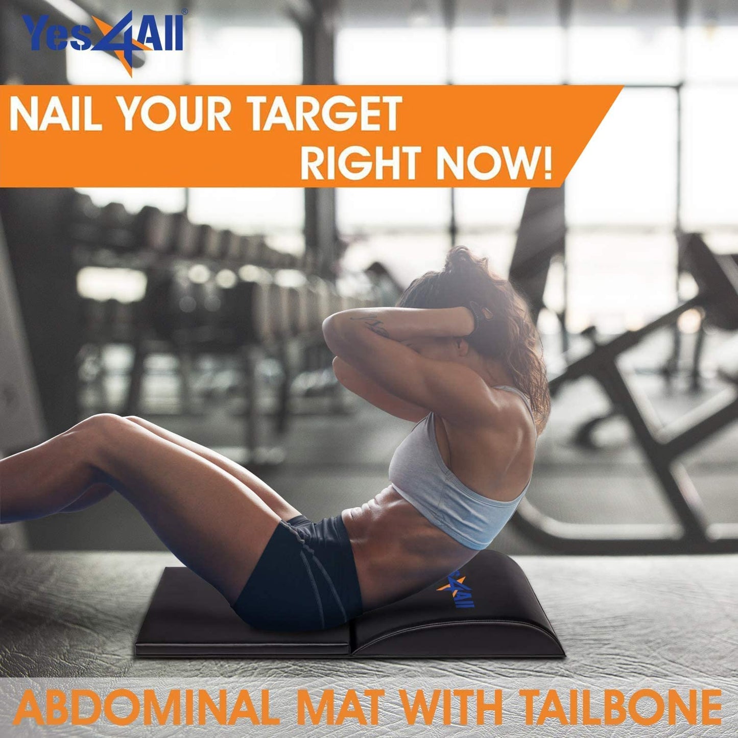 Yes4All Abdominal Exercise Pads, Foldable Ab Workout Equipment for Home Gym Core Training & Back Stretching, Sit Up Mat for Floor Exercises with Tailbone, Black