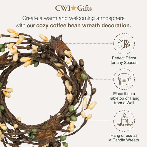 CWI Gifts Pip Ring - Rustic Stars Design | 2x6 Inch Coffee Bean Decor