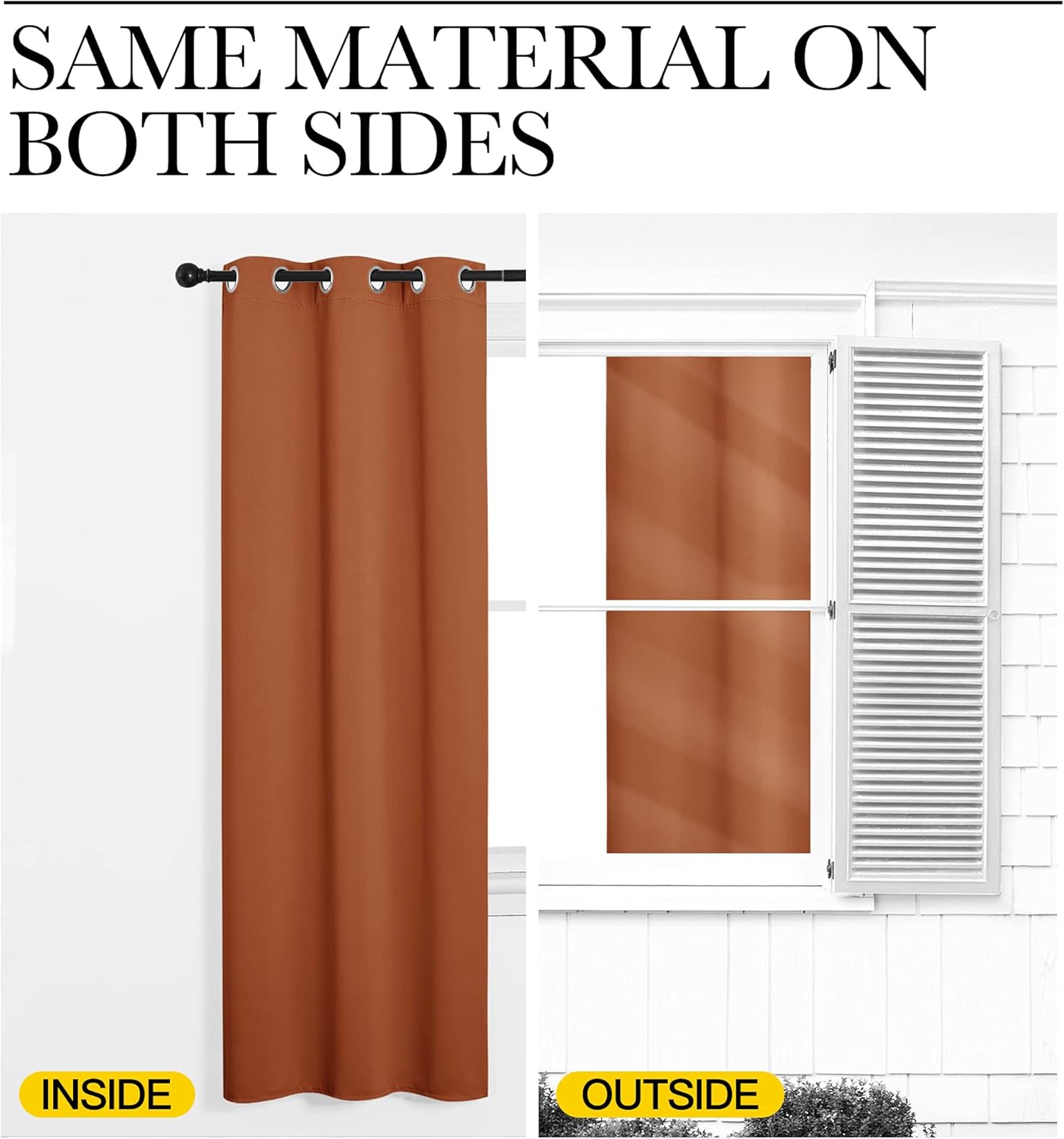 NICETOWN Room Darkening Drapes - Light Blocking Curtain Panels for Nursery | Soft Fabric, Burnt Orange, 42" x 95" (1 Pair)