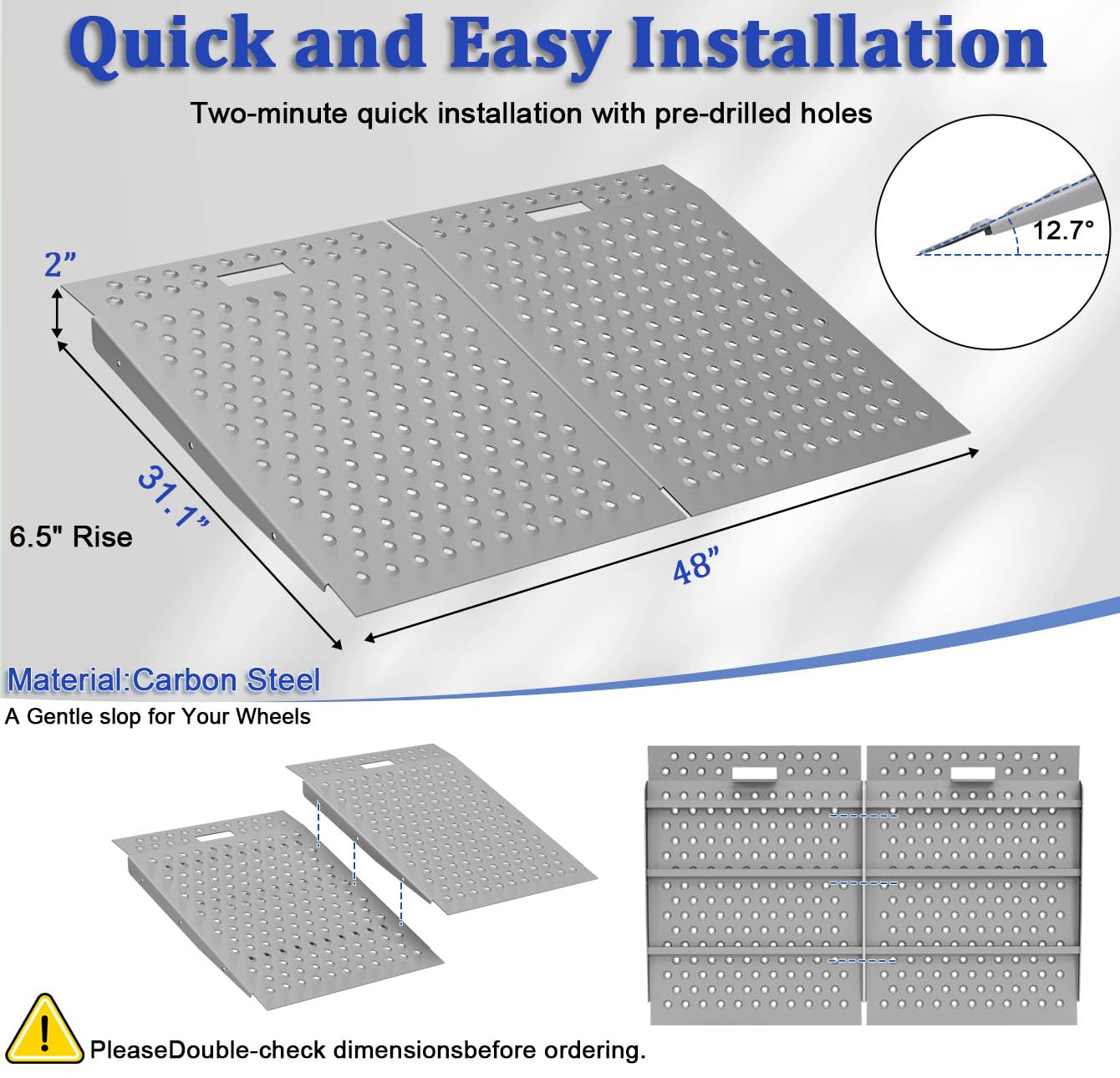 Shed Ramp 2 Pack – 31" L x 48" W Heavy-Duty 1500 lb Anti-Slip Shed Ramp for Riding Mower, ATV, Golf Cart – Garage/Barn/Storage Access