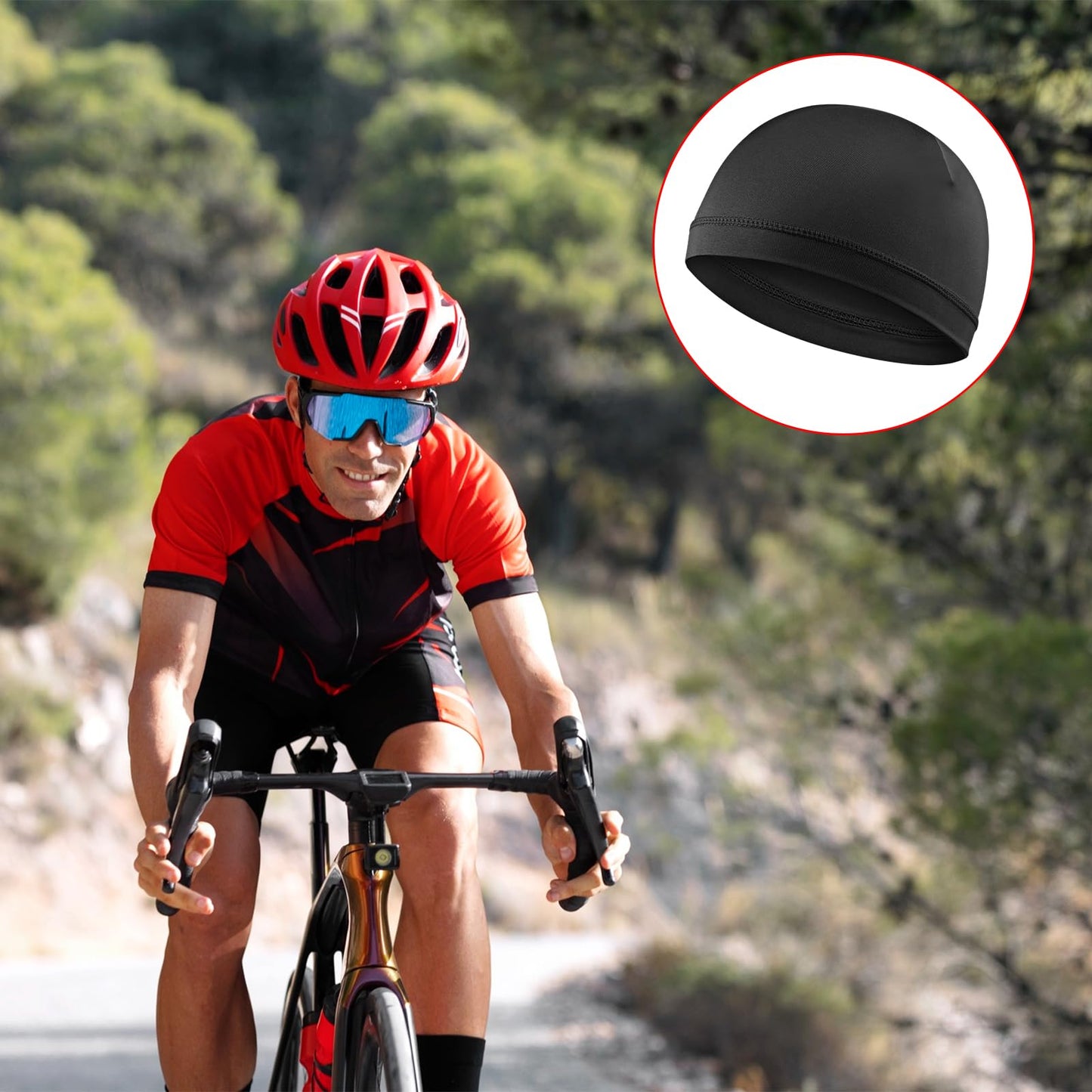 WY LIGHTING LEVEL 3Pcs Skull Caps Helmet Liner Sweat Wicking Cap Running Hats Cycling Skull Caps Soft Lightweight Beanie Hats Moisture Wicking Stretchy Breathable for Men Women Sports Black