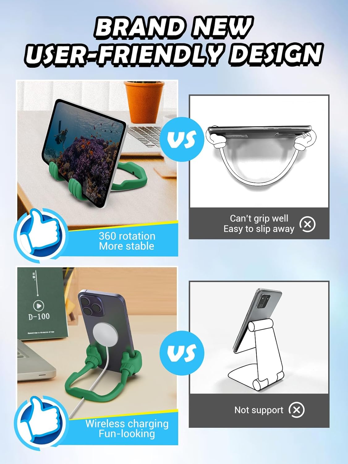 CALDEVER Gifts for Teens Boys Girls Cell Phone Holder: Mens Gifts for Women Adults Thumbs Up Phone Stand Gifts for Kids
