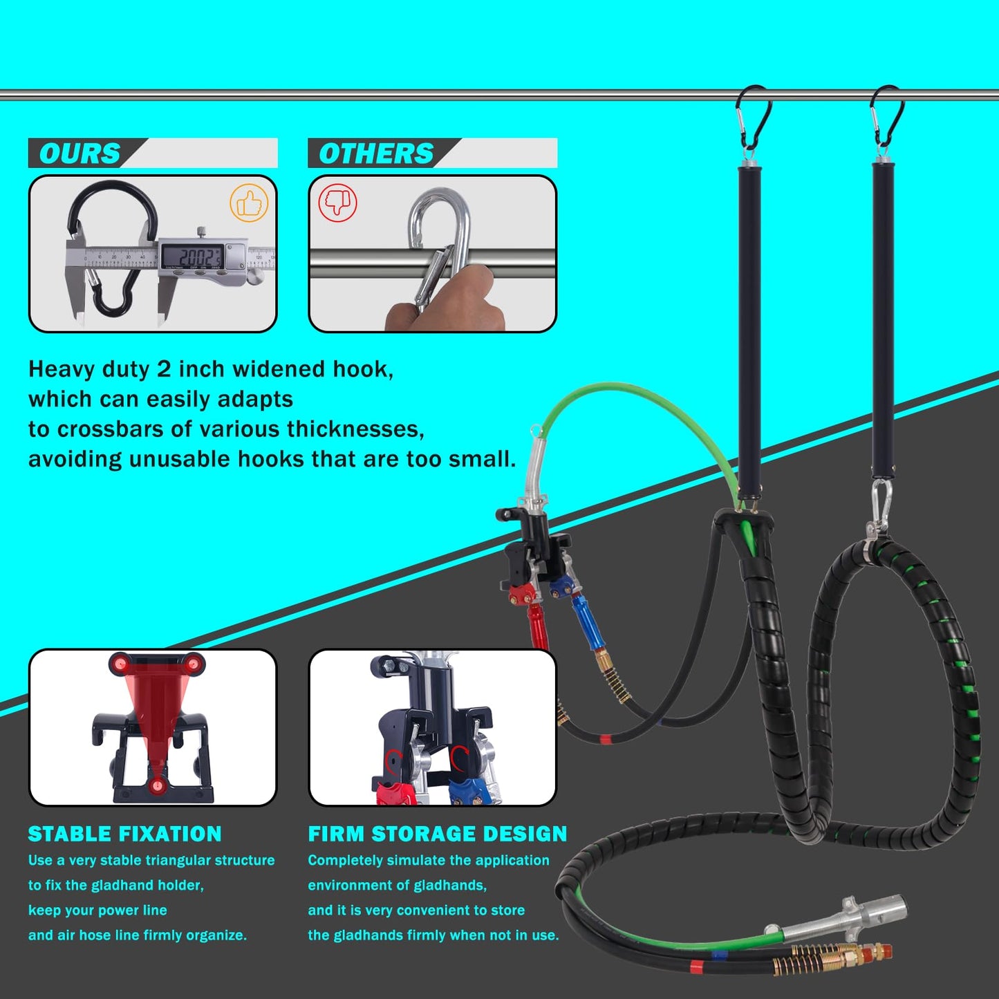 CheeMuii 15 FT Semi Truck Air Line Kit with Gladhands, Air Line Holder, Springs & 7 Way Trailer Cord