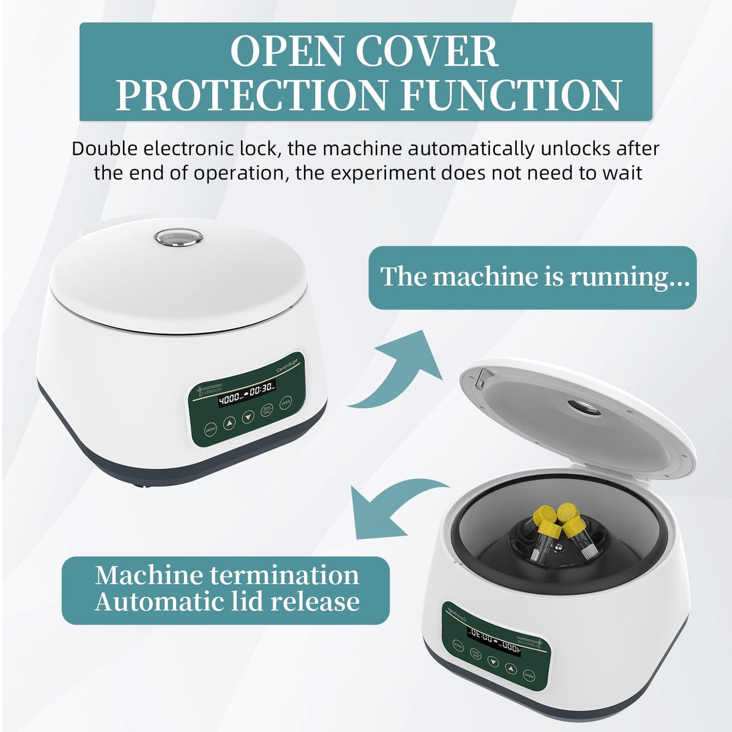 LABHOUSE PRP Centrifuge Machine 8x2ml/5ml/10ml | 4x15ml Digital Speed 500-4000rpm 1717xg RCF Lab Benchtop Centrifuges Timer 30sec-99min