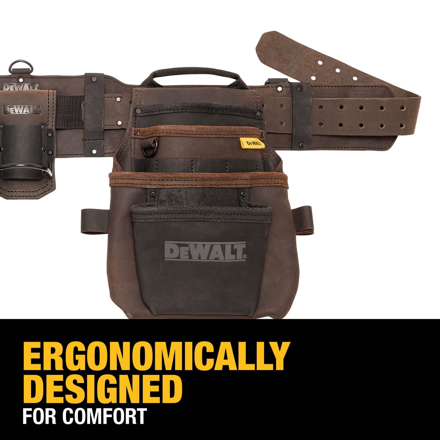 DEWALT Leather Tool Belt Organizer with 18 Pockets, Heavy Duty Construction (DWST550113)