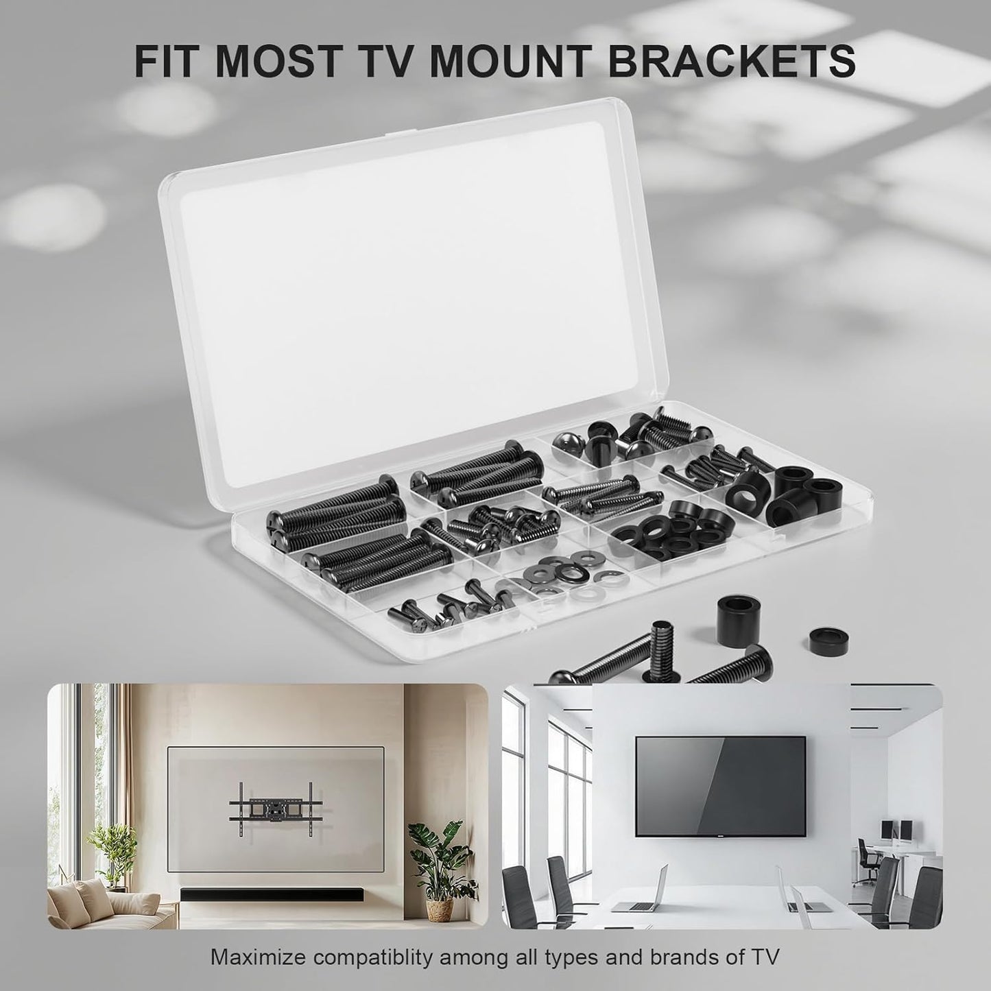WALI Set M4 M5 M6 M8 80 inch Universal TV Mounting Hardware Kit Includes TV Screws and Spacer Fit Most TVs up