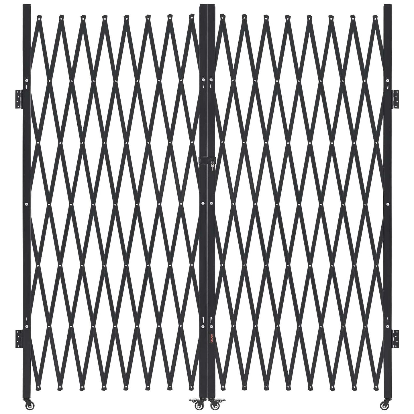 VEVOR Double Folding Security Gate, Lockable Scissor Gate with 360° Swivel Casters, Outdoor Barricade Steel Retractable Gates, for Entry Security, Garage, Warehouse & Pool, 155.12 x 86.81 in (W x H)
