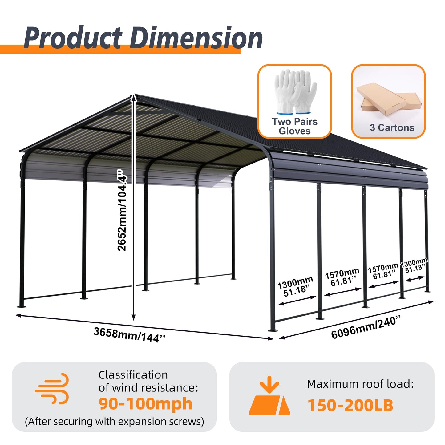 ANTSKU 12x20 Ft Metal Carport, Heavy Duty Car Port with Galvanized Steel Roof and Enhanced Base, Outdoor Car Garage, Large Carport Canopy, Steel Car Shelter for Car, Boats and Truck, Dark Gray