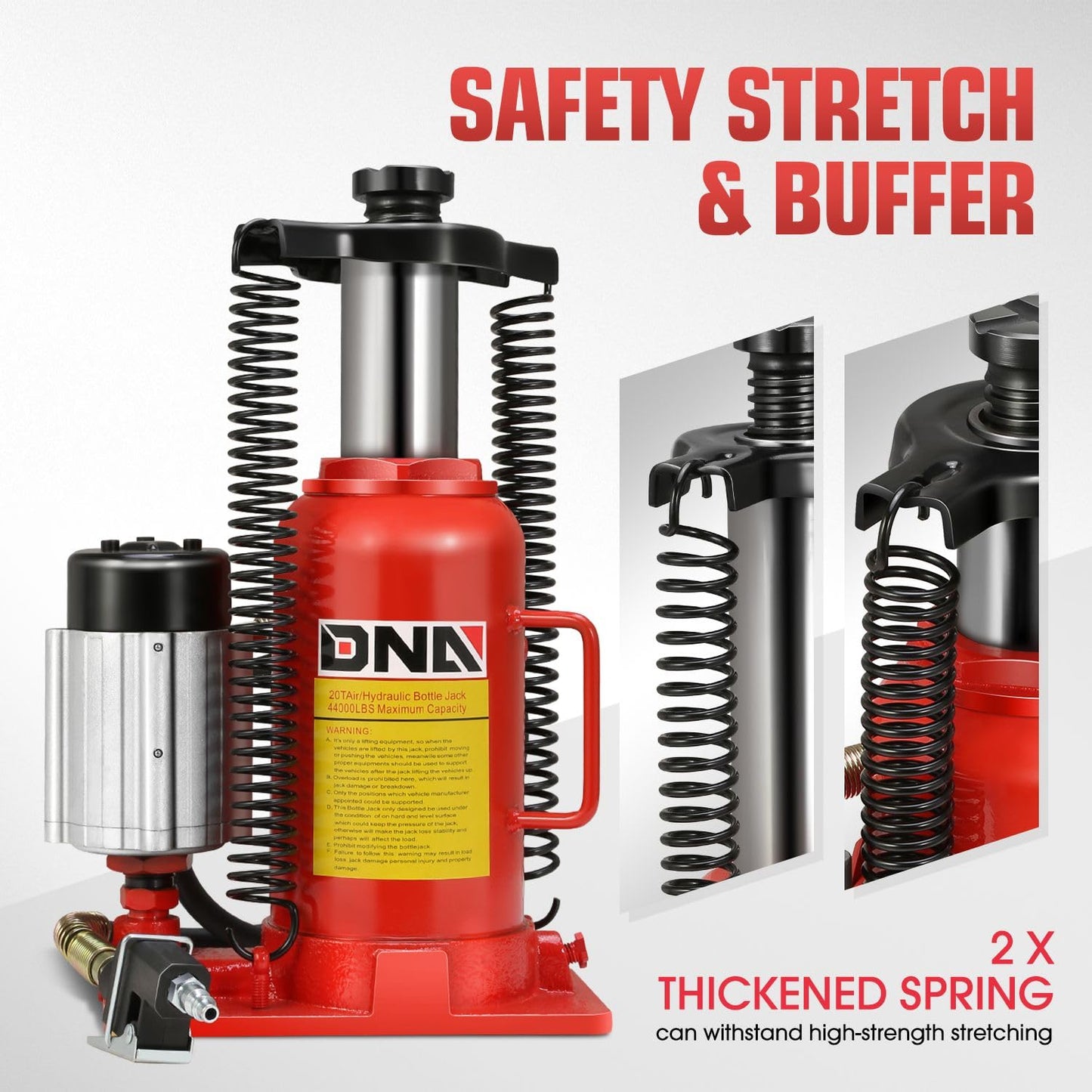 DNA Motoring 20 Ton Air Hydraulic Bottle Jack Air-Operated Hydraulic Bottle Jack Portable Low Profile Manual Jack Air Jack for Car Pickup Truck RV Auto Repair w/Handle, TOOLS-00769
