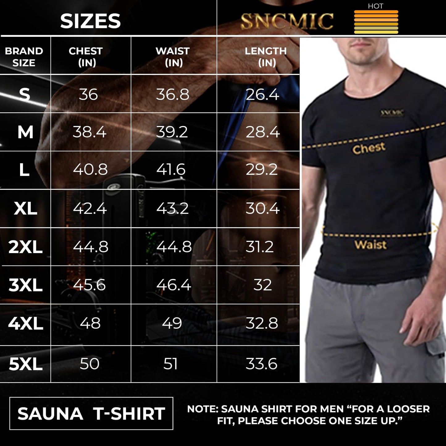 SNCMIC Sauna Shirt for Men – Compression Heat Trapping Workout Shirt – Sweat Enhancing Gym T-Shirt for Weight Loss & Body Shaping (5XL)