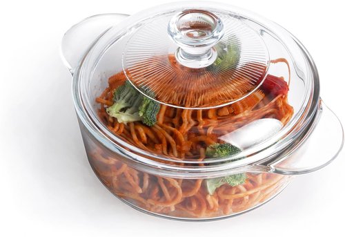 Clear Round Glass Casserole - 1-Quart Baking Dish with Lid | Oven, Freezer & Dishwasher Safe