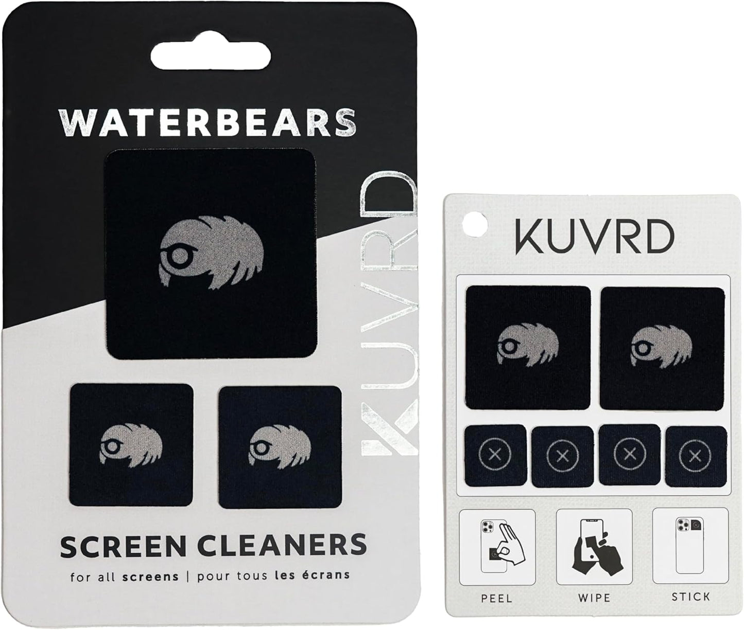 KUVRD 2-Pack (1 Set, 1 Set) Waterbear - Universal Screen Cleaners - Teeny Tiny Cleaning Tools for Your Lenses & Screens