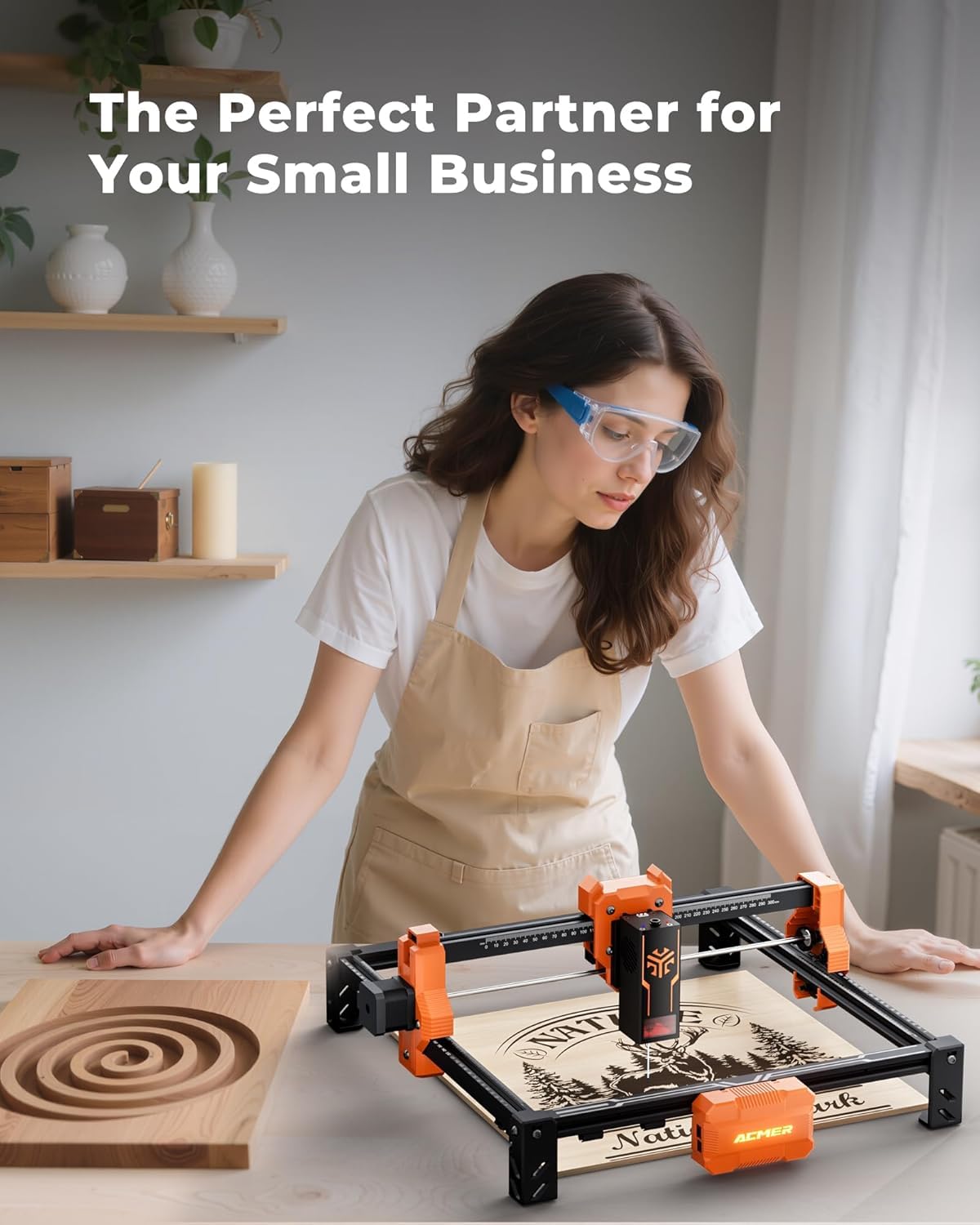 ACMER Laser Engraver, S2 Laser Cutter Machine 12,000mW, 72W Output, 0.01mm Precision, 300x300mm Area, 10000mm/min Speed, for Wood, Metal, Leather, Acrylic, DIY & Education