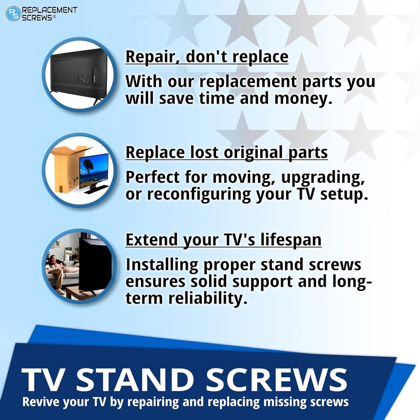 ReplacementScrews M4 14mm Set 4 Screws Compatible with Many LG TV Stands
