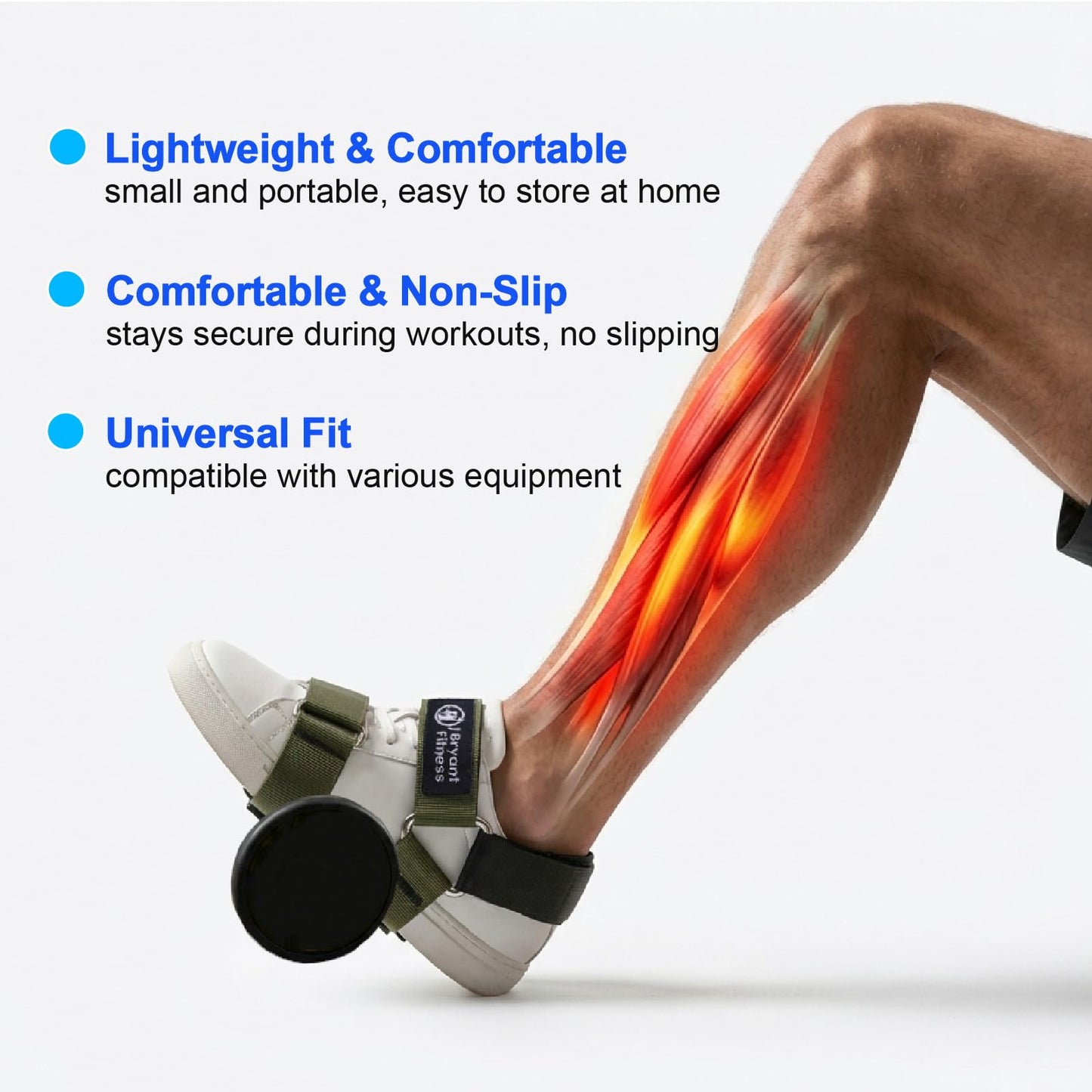 Portable Tibialis Trainer for Dumbbell - Adjustable Leg Extension & Hamstring Curl Foot Strap - Ankle Weights Attachment for Home Gym Shin Splints & Knee Ability Training (1 Pair)