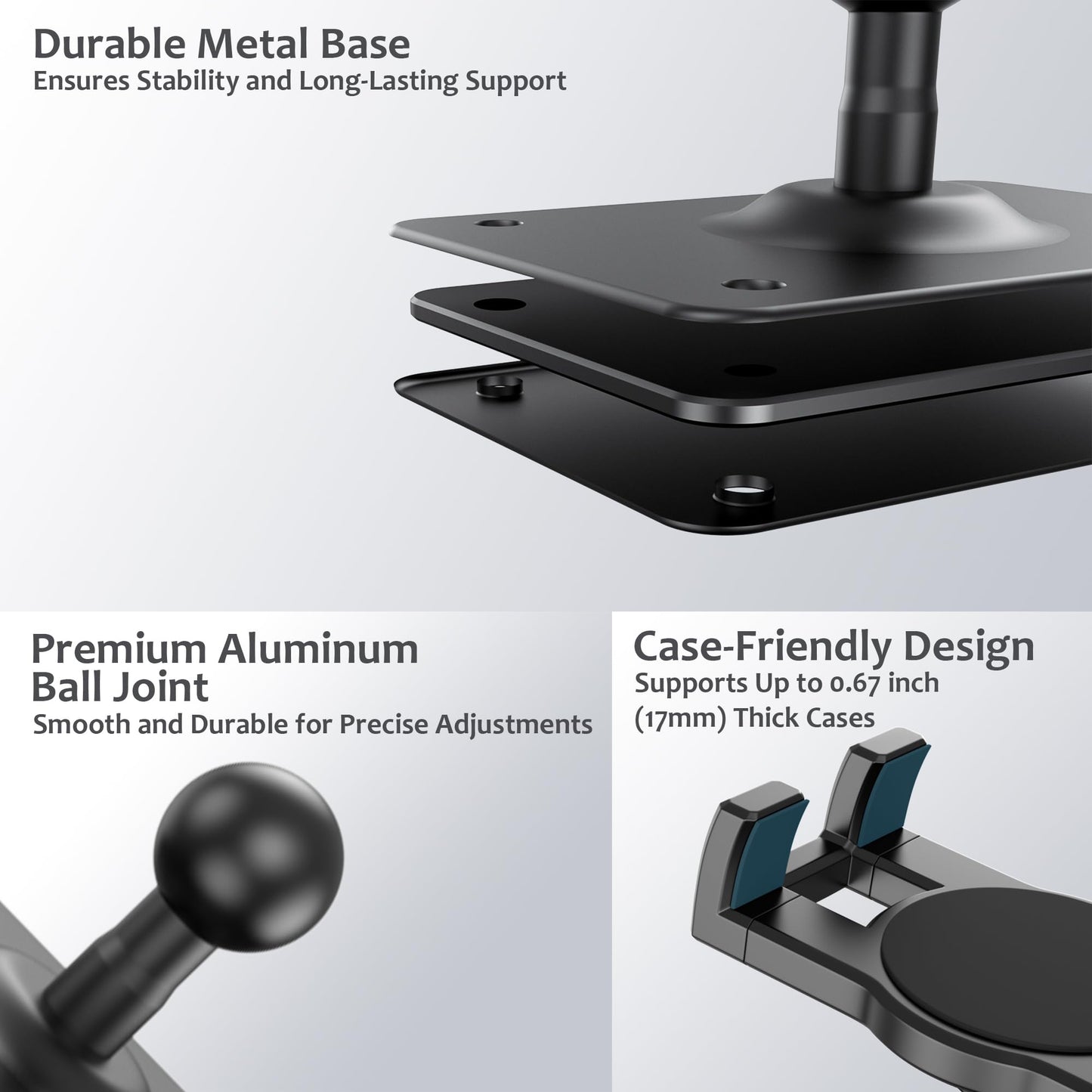TeQable Tablet Wall Mount, 360° Rotating iPad Wall Mount Holder, Compatible with 4.7"-12.9" Tablets Including Phones, iPad Pro/Mini/Air, Samsung, Kindle, Galaxy Tab - Ideal for Gym, Kitchen, Work Use