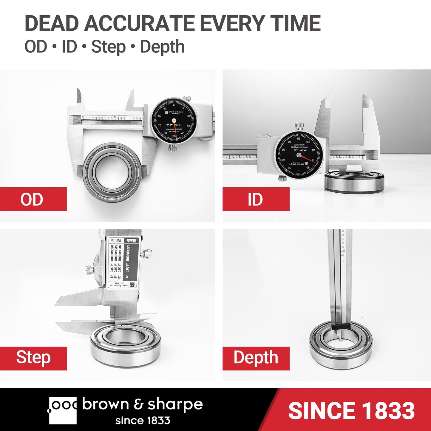 Brown & Sharpe 6" Dial Caliper, 0.001" Resolution, Shockproof Design, Locking Screw, Hardened Stainless Steel Jaws, Zinc-Aluminum Alloy Housing