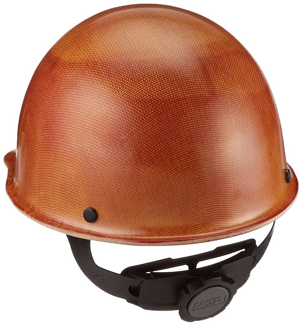MSA 475405 Skullgard Cap Style Safety Hard Hat with Fas-Trac III Ratchet Suspension | Non-slotted Cap, Made of Phenolic Resin, Radiant Heat Loads up to 350F - Large Size in Natural Tan
