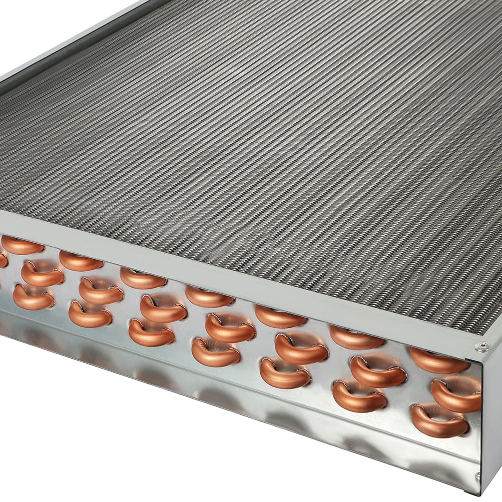 20x20 Heat Exchanger Water To Air, Forced Air Heating with 1" Copper Ports Hot Water Coil for Outdoor Wood Furnaces, Residential Heating